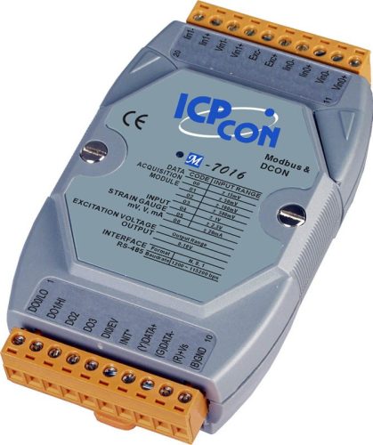 M-7016 # I/O Module/Modbus RTU/DCON/2AI/Strain Gauge/4DO/1DI, ICP DAS