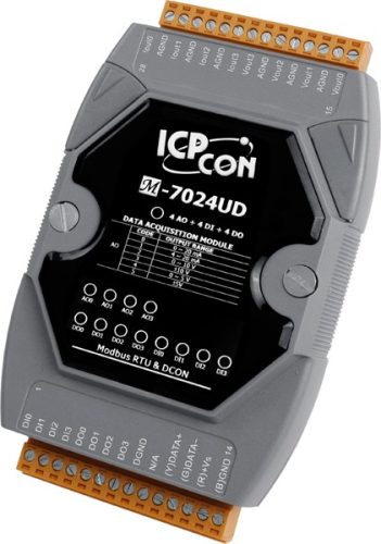 M-7024UD-G # I/O Module/Modbus RTU/4AO/4DI/4DO/LED ICP DAS