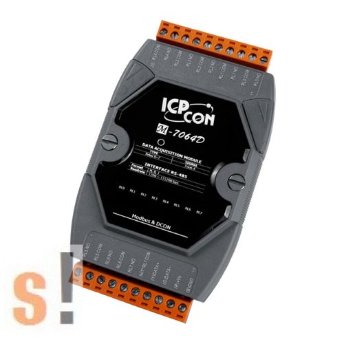 M-7064D-G CR # I/O Modul/Modbus RTU/ 8x RO relé kimenet/RS-485 port/LED/ICP CON/ ICP DAS