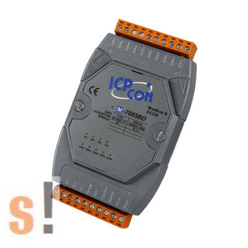 M-7065BD-G CR # I/O Modul/Modbus RTU/5x RO SSR-DC relé kimenet/4x DI digitális bemenet/LED/ICP CON/ICP DAS