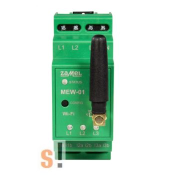   MEW-01 # WiFi fogyasztásmérő/Energia monitor/3 fázis vagy 1 fázis/100 A áramváltó/WiFi 2,4 GHz/SUPLA app/DIN sínre/ZAMEL