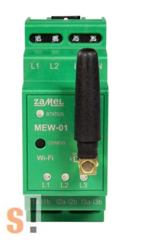 MEW-01 # WiFi fogyasztásmérő/Energia monitor/3 fázis vagy 1 fázis/100 A áramváltó/WiFi 2,4 GHz/SUPLA app/DIN sínre/ZAMEL