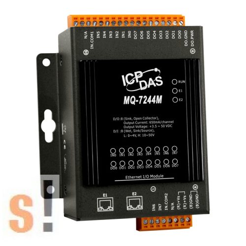 MQ-7244M # Ethernet I/O Modul/MQTT/2 portos Ethernet Switch/8x DI és 8x DO, ICP DAS