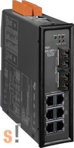 MSM-508FC-T # 8 portos Layer 2 menedzselt switch, 2 Fiber porttal, Multi-mód, SC csatlakozó, 3x DI-O, ICP DAS
