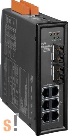 MSM-508FCS-40T # 8 portos Layer 2 menedzselt switch, 40km, 2 Fiber porttal, Single-mód, SC csatlakozó, 3x DI-O, ICP DAS