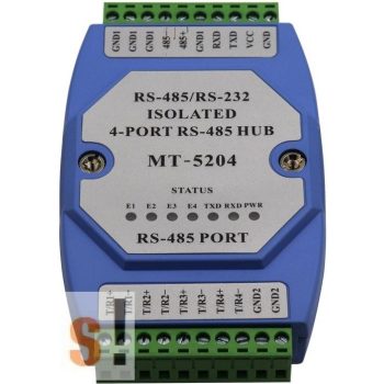   MT-5204 #  Ipari 4 portos RS-485 hub/RS-232-RS-485 konverter/vonalerősítő/szigetelt 2500Vdc/DIN sínre/MILONT