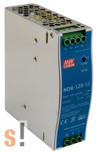NDR-120-48 # Tápegység DIN sínre, 48 Vdc/120 W/2,5A, Mean Well