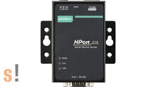 NPort 5110 # Soros - Ethernet szerver/ 1x RS-232 port/ DB9 csatlakozó/ 10/100Ethernet, MOXA