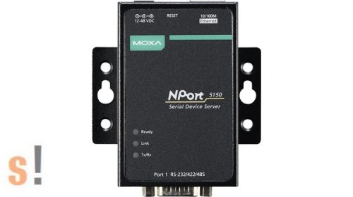 NPort 5150 # Soros - Ethernet szerver/ 1x RS-232/422/485 port/ DB9 csatlakozó/ 10/100Ethernet, MOXA