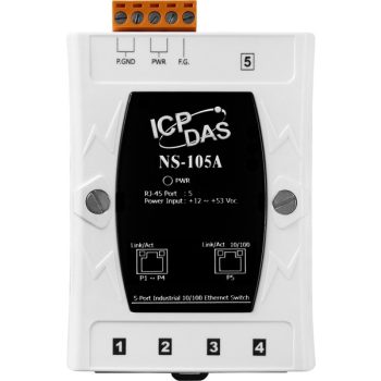   NS-105A # Ethernet switch, 5 port, 10/100 Mbps, +12 ~ +53 VDC, ICP DAS