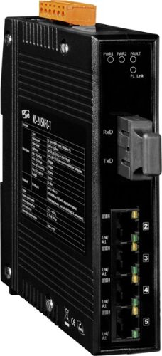 NS-205AFC-T CR # Multi-mód, SC csatlakozó, 4-port 10/100 Mbps és 1 Fiber port switch, ICP DAS