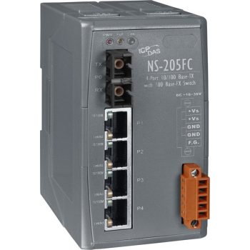  NS-205FC  # Multi-mód, SC csatlakozó, 4-port 10/100 Mbps és 1 fiber port Switch, ICP DAS