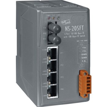  NS-205FT  # Multi-mód, ST csatlakozó, 4-port 10/100 Mbps és 1 fiber port Switch, ICP DAS