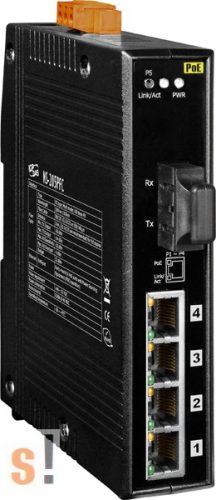 NS-205PFC-24V # Multi-mód, SC csatlakozó, 4-port 10/100 Mbps PoE (PSE) és 1 Fiber port switch, 24Vdc, ICP DAS