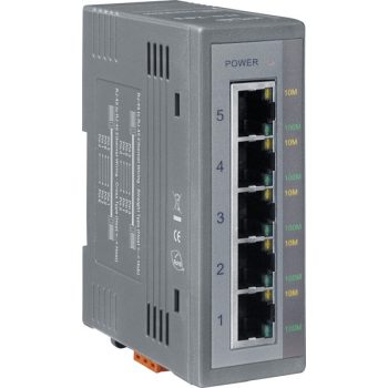   NS-205R # Ethernet switch/ 5 port/ 10/100 Mbps/ ipari/ DIN sínre/ +10~30Vdc táp/-40 °C ~ +75 °C/ konformális védő bevonattal/ ICP DAS