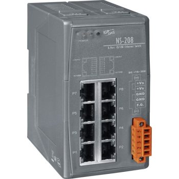   NS-208 # Ipari Ethernet switch/ 8 port/ 10/1000Mbps/ -40 °C ~ +75 °C/ 10-30Vdc/DIN sínre/ ICP DAS