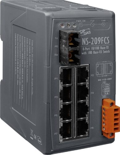 NS-209FCS # Single-mód, 30km, SC csatlakozó, 8-port 10/100 Mbps és 1 fiber port switch, ICP DAS