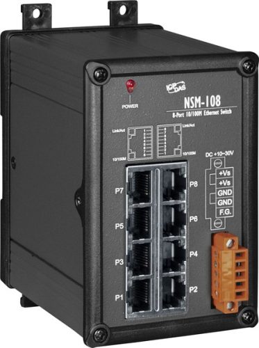 NSM-108 # Ipari Ethernet switch, 8 port, fémház, ICP DAS