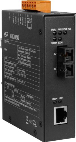 NSM-200SX2  # Ipari 1000 Base-T -- 1000 Base-SX Fiber konverter, Multi-mód 1310 nm, 2 km, SC csatlakozó, ICP DAS