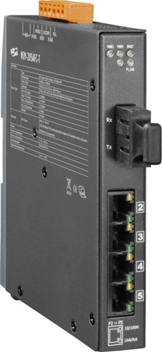 NSM-205AFC-T CR # Multi-mód, SC csatlakozó, 4-port 10/100 Mbps és 1 Fiber port switch, fémház, ICP DAS