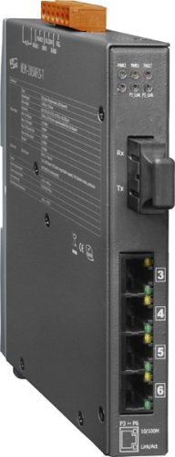 NSM-205AFCS-T CR # Single-mód, 30km, SC csatlakozó, 4-port 10/100 Mbps és 1 Fiber port switch, fémház, ICP DAS