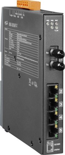 NSM-205AFT-T CR # Multi-mód, ST csatlakozó, 4-port 10/100 Mbps és 1 Fiber port switch, fémház, ICP DAS