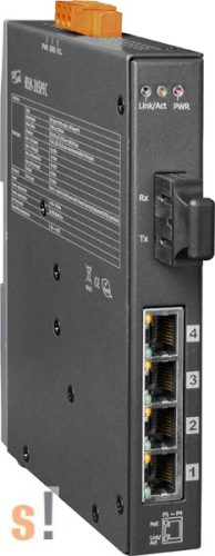 NSM-205PFC-24V # Multi-mód, SC csatlakozó, 4-port 10/100 Mbps PoE (PSE) és 1 Fiber port switch, fémház, 24Vdc, ICP DAS