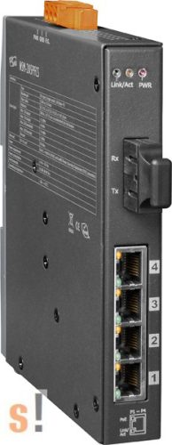 NSM-205PFCS-24V  # Single-mód, 30km, SC csatlakozó, 4-port 10/100 Mbps PoE (PSE) és 1 Fiber port switch, fémház, 24VDC,  ICP DAS