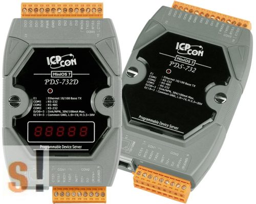 PDS-732D # Soros/Ethernet/Konverter/Programozható/1x-RS-485/2x-RS-232-port/Ethernet-10/100/4x DI/4x DO/LED-ICPDAS