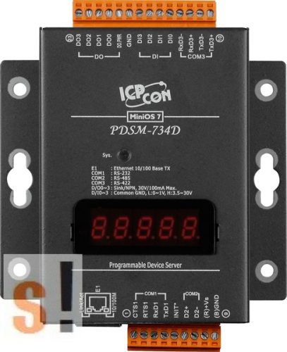 PDSM-734D # Soros/Ethernet/Konverter/Programozható/1x RS-232/1x RS-485/1x RS-422/485 port/Ethernet 10/100/4x DI/4x DO/fém ház/LED, ICPDAS