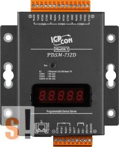 PDSM-752D # Soros/Ethernet/Konverter/Programozható/1x RS-485/4x RS-232 port/Ethernet 10/100/fém ház/LED, ICPDAS