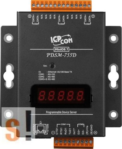 PDSM-755D # Soros/Ethernet/Konverter/Programozható/4x RS-485/1x RS-232 port/Ethernet 10/100/fém ház/LED, ICPDAS