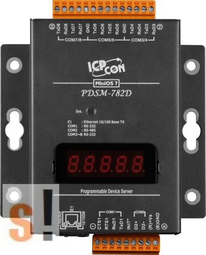 PDSM-782D # Soros/Ethernet/Konverter/Programozható/1x RS-485/7x RS-232 port/Ethernet 10/100/fém ház/LED, ICPDAS