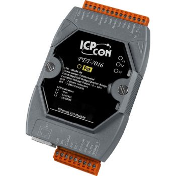   PET-7016 # PoE Ethernet I/O Module/ModbusTCP/2AI/1Str.gau/2DI/2DO, ICP DAS