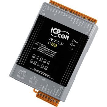   PET-7224 # PoE Ethernet I/O Module/Modbus TCP/4AO/5DI/5DO/2LAN, ICP DAS