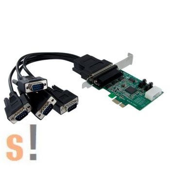   PEX4S952LP # 4x RS-232 portos PCI-E kártya/4x DB9 papa csatlakozó/128 byte FIFO/460.8 kbps, Startech
