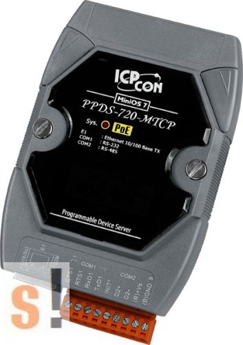 PPDS-720-MTCP # Soros/Ethernet/Konverter/ModbusTCP/RTU/Programozható/1x RS-232/1x RS-485/Ethernet/10/100, ICP DAS