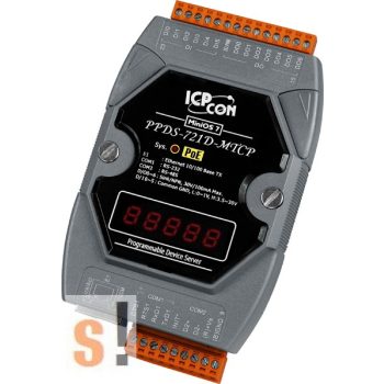   PPDS-721D-MTCP # Soros/PoE-Ethernet/Konverter/Modbus/Átjáró/Programozható/1x RS-232/1x RS-485/Ethernet/10/100/6x DI/7x DO/LED, ICP DAS