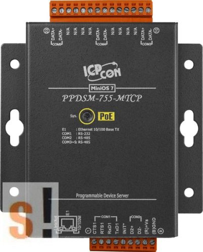 PPDSM-755-MTCP # Soros/Ethernet/Konverter/Modbus/Átjáró/Programozható/4x RS-485/1x RS-232 port/Ethernet 10/100/fém ház, ICPDAS