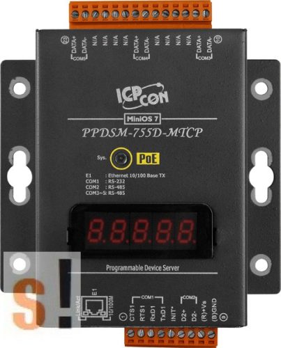 PPDSM-755D-MTCP # Soros/Ethernet/Konverter/Modbus/Átjáró/Programozható/4x RS-485/1x RS-232 port/Ethernet 10/100/fém ház/LED, ICPDAS
