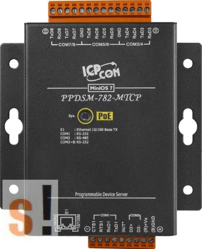 PPDSM-782-MTCP # Soros/PoE Ethernet/Konverter/Modbus/Átjáró/Programozható/1x RS-485/7x RS-232 port/Ethernet 10/100/fém ház, ICPDAS