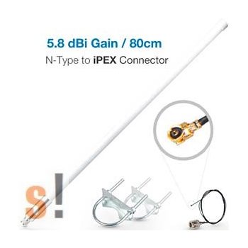   RAK W118 # LoRaWAN Antenna / 5,8 dBi / üvegszálas/863 - 870 MHz/ 0,8 méter/N és IPEX csatlakozó/rögzítőszett/RAK