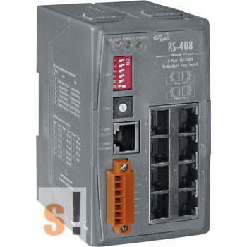   RS-408 CR # 8 portos redundáns Ring switch szigetelt tápfeszültség bemenettel +10 VDC ~ +30 VDC (RoHS), ICP DAS
