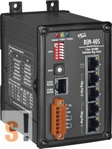 RSM-405  # 5 portos Real-time redundáns Ring switch , 10/100, fém ház, ICP DAS