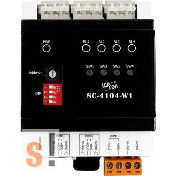   SC-4104-W1 # Világítás vezérlő modul/Modbus RTU/1x DI/4x DO relé, ICP DAS