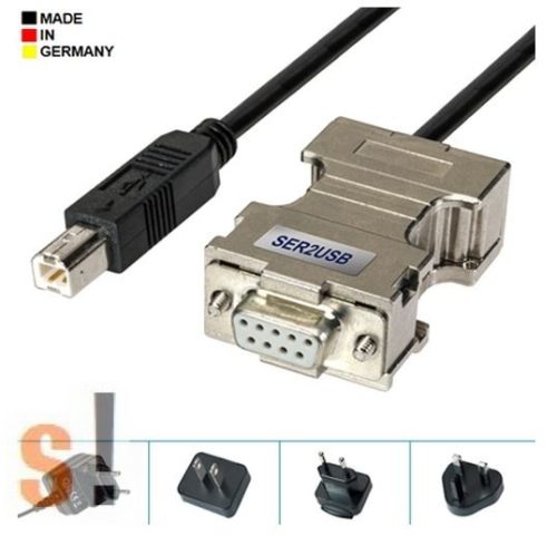 SER2USB # USB - RS-232 soros printer szerver/USB-B csatlakozó/DB9 mama csatlakozó, AK-Nord