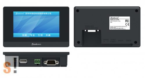 SK-043QE # 4,3" HMI kijelző/érintőképernyő/Cortex A7 1GHz/128MB FLASH+128MB DDR3/RS-232 port/RS-422/485 port/USB port/DC24V táp/IP65 front/Samkoon