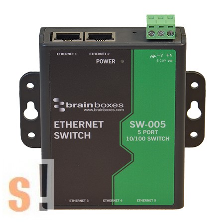 SW-005 # Ethernet switch/ 5 port/ 10/100 Mbps/ +5~+30 Vdc tápfeszültség/ ipari/DIN sínre vagy szerelőlapra rögzíthető
