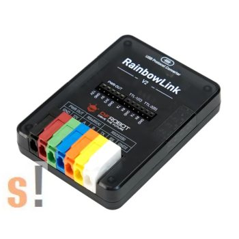   TEL0190 # 4-csatornás szigetelt USB–soros átalakító /1x RS-485 port/1x RS-232 port/2x TTL port/ beépített 12 V-os tápegység/USB-C csatlakozó/RainbowLink