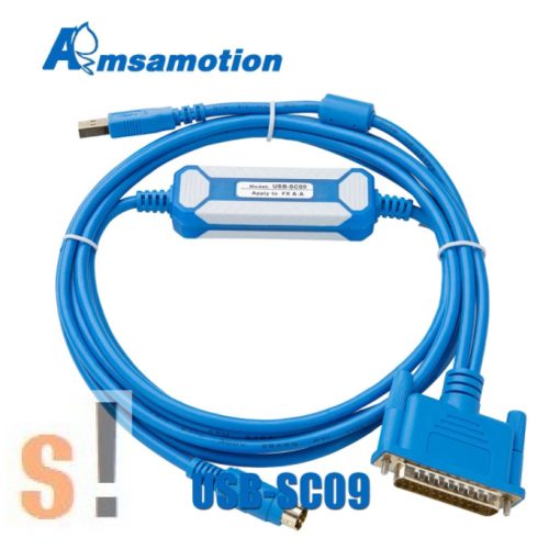 USB-SC09 # USB Mitshubishi PLC programozó kábel, FX sorozathoz, FX/A FX1N 2N 1S 3U/ 2,5 méter/Amsamotion